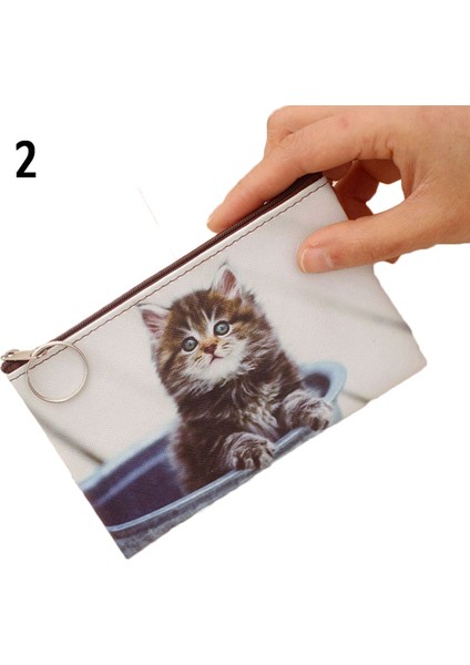 A2 Yeni Sevimli Kedi Bozuk Para Cüzdanı Çocuklar Debriyaj Cüzdan Kadın Mini Cüzdan Kart Fermuarlı Çizimli Çanta Tutucu Trafik Kadın Moda Çanta (Yurt Dışından)