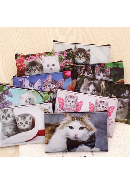 A2 Yeni Sevimli Kedi Bozuk Para Cüzdanı Çocuklar Debriyaj Cüzdan Kadın Mini Cüzdan Kart Fermuarlı Çizimli Çanta Tutucu Trafik Kadın Moda Çanta (Yurt Dışından) fiyatları
