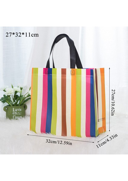 Şerit Moda Parlak Lazer Katlanabilir Alışveriş Çantası Çevre Dostu Tote Katlanır Kese Yeniden Kullanılabilir Bakkal Çantası Büyük Kapasiteli Alışveriş Çantaları (Yurt Dışından)