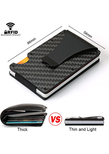 Yeşil B (Özelleştirilmiş) Dienqi Karbon Fiber Kart Tutucu Mini Ince Cüzdan Erkek Alüminyum Metal Rfid Sihirli Cüzdan Küçük Ince Erkek Çantalar Para Çantası Vallet (Yurt Dışından) fiyatları