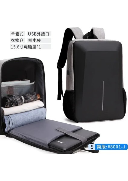 8001-J-GRAY Eva Sert Kabuk Iş Erkek Sırt Çantası Hırsızlık Akıllı Laptop Çantası Erkekler Okul Çantaları Sırt Çantası Iş Seyahat Sırt Çantası Mochila Hombre (Yurt Dışından)