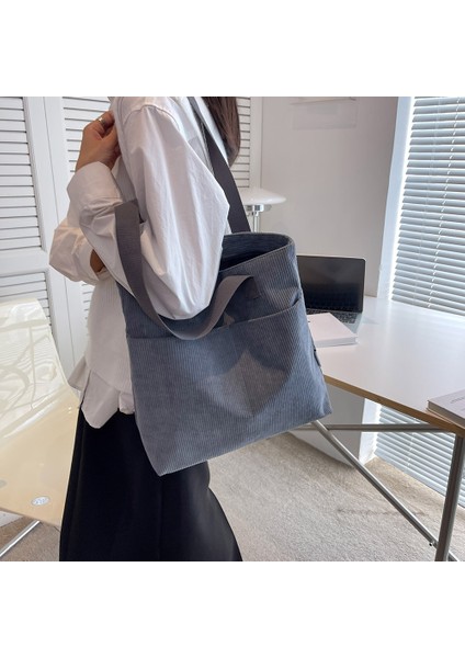 Gri Kadife Çanta Kadınlar Için Omuz Çantaları Basit Kadın Yumuşak Çevre Depolama Yeniden Kullanılabilir Kızlar Büyük Alışveriş Çantası Tote (Yurt Dışından) modelleri