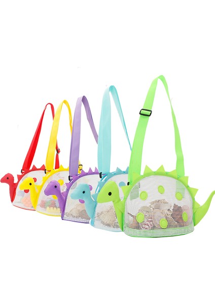 C 28X18 cm Moda Renkli Örgü Plaj Çantası Deniz Çocuklar Için Dinozor Deniz Kabuğu Çanta Plaj Oyuncakları Saklama Çantası Ayarlanabilir Küçük Örgü Çanta Fermuarlı (Yurt Dışından)