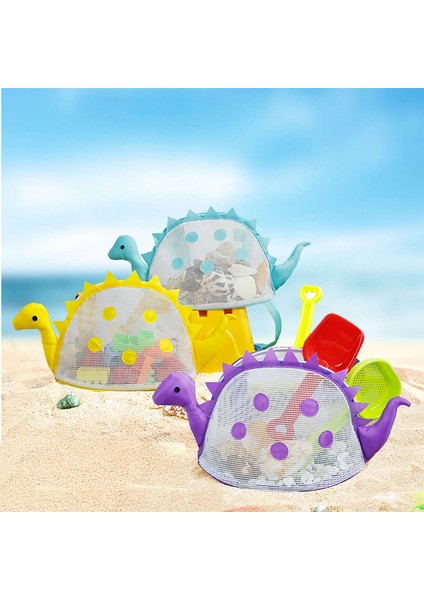 C 28X18 cm Moda Renkli Örgü Plaj Çantası Deniz Çocuklar Için Dinozor Deniz Kabuğu Çanta Plaj Oyuncakları Saklama Çantası Ayarlanabilir Küçük Örgü Çanta Fermuarlı (Yurt Dışından)