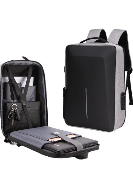 8001-MAVI Eva Sert Kabuk Iş Erkek Sırt Çantası Hırsızlık Akıllı Laptop Çantası Erkekler Okul Çantaları Sırt Çantası Iş Seyahat Sırt Çantası Mochila Hombre (Yurt Dışından)