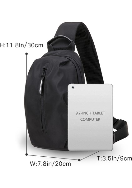 Siyah Hk Yeni Erkek Göğüs Çantası 9.7 "ıpad Kısa Seyahat Messenger Çanta Su Geçirmez Crossbody Paketi Moda Tek Çanta Erkekler (Yurt Dışından) fırsatları