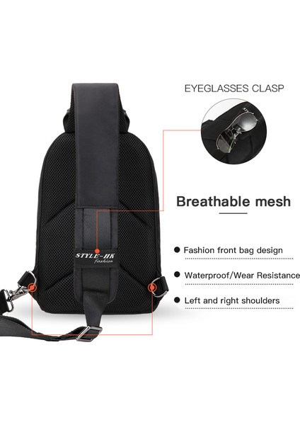 Siyah Hk Yeni Erkek Göğüs Çantası 9.7 "ıpad Kısa Seyahat Messenger Çanta Su Geçirmez Crossbody Paketi Moda Tek Çanta Erkekler (Yurt Dışından) indirimleri