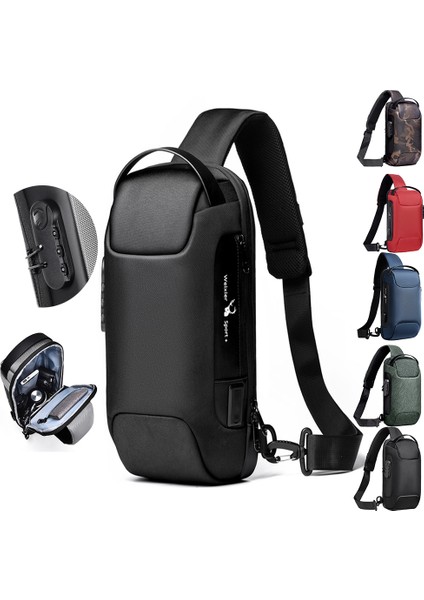 Mavi Erkek Çok Fonksiyonlu Anti-Hırsızlık USB Omuz Çantası Erkek Çanta Omuz Crossbody Seyahat Sling Göğüs Çanta Paketi Messenger Paketi Erkek (Yurt Dışından) fiyatları