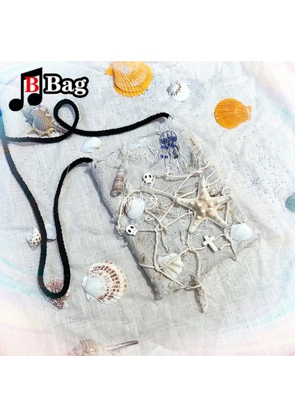 Beyaz Deniz Hayvan El Yapımı Dekorasyon Çanta Harajuku Kadın Kız Kabuk Denizyıldızı Vintage Omuzdan Askili Çanta Kadın Yaz Kanvas Postacı Çantası (Yurt Dışından)
