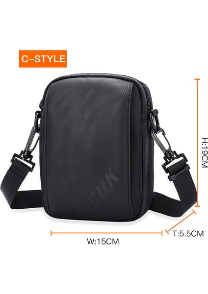 Siyah-C-Stil Mini (Maksimum UZUNLUK<20CM) Hk 2023 Erkek Çanta Omuz Çantası Küçük Haberci Çanta Erkekler Seyahat Crossbody Çanta Çanta Yeni Moda Erkek Telefon Para Kemeri Cüzdan (Yurt Dışından)