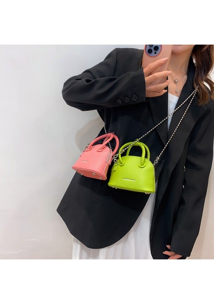 Yeşil Mini (Maksimum Uzunluk <20CM) Düz Renk Mini Deri Crossbody Kabuk Çanta Kadınlar Için Kısa Saplı 2022 Moda Tote Marka Zincir Kadın Omuz Çantaları (Yurt Dışından) modelleri