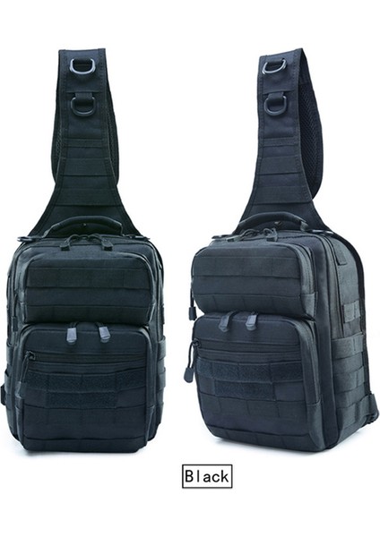 Siyah 20L Büyük Askeri Sling Sırt Çantaları Edc Taktik Omuz Çantası Ordu Molle Göğüs Paketi Su Geçirmez Açık Kamp Trekking Sırt Çantası (Yurt Dışından)