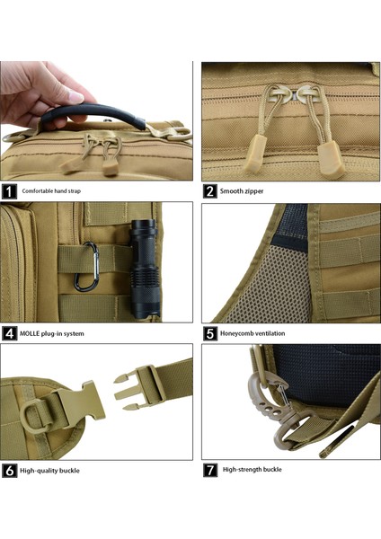 Siyah 20L Büyük Askeri Sling Sırt Çantaları Edc Taktik Omuz Çantası Ordu Molle Göğüs Paketi Su Geçirmez Açık Kamp Trekking Sırt Çantası (Yurt Dışından)
