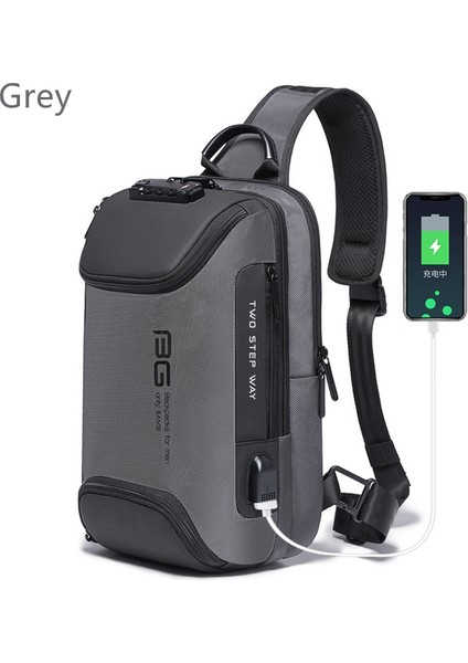 7082GRI Çok Fonksiyonlu Erkekler Için Crossbody Çanta Çoklu Bölmeli Omuz Messenger Çanta Erkek Su Geçirmez Kısa Seyahat Göğüs Çanta Paketi (Yurt Dışından)