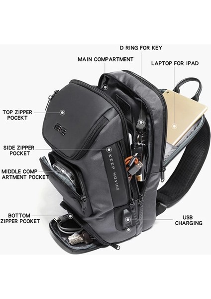 7082GRI Çok Fonksiyonlu Erkekler Için Crossbody Çanta Çoklu Bölmeli Omuz Messenger Çanta Erkek Su Geçirmez Kısa Seyahat Göğüs Çanta Paketi (Yurt Dışından) fiyatları