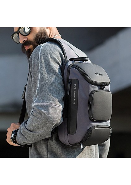 7082GRI Çok Fonksiyonlu Erkekler Için Crossbody Çanta Çoklu Bölmeli Omuz Messenger Çanta Erkek Su Geçirmez Kısa Seyahat Göğüs Çanta Paketi (Yurt Dışından) fırsatları