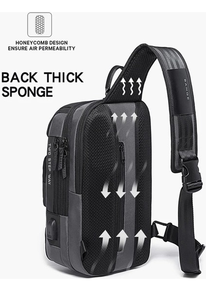 7082GRI Çok Fonksiyonlu Erkekler Için Crossbody Çanta Çoklu Bölmeli Omuz Messenger Çanta Erkek Su Geçirmez Kısa Seyahat Göğüs Çanta Paketi (Yurt Dışından) indirimleri