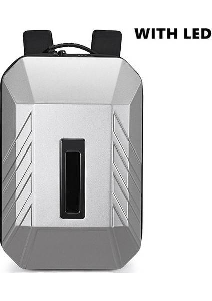 9499L-LED-SILVER Ozuko Erkek Sırt Çantası Sert Kabuk Çok Fonksiyonlu Anti-Hırsızlık Su Geçirmez Iş Sırt Çantası Laptop Çantası Akıllı Serin LED Erkekler USB Şarj (Yurt Dışından)