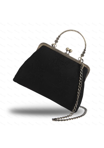COLOUR13 M Abuyall Öpücük Kilit Üst Saplı Çanta Bağbozumu Sonbahar Akşam Dantel Tote Kanvas Çanta Zincir Askı Metal Çerçeve Crossbody Çanta Kadın (Yurt Dışından) indirimleri