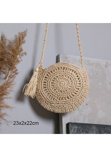 B-Bej Resim Olarak Rahat Yarım Ay Kadın Saman Rattan Omuz Çantaları Hasır Dokuma Bayan Hollow Crossbody Çanta Yaz Plaj Seyahat Küçük Çanta Çanta (Yurt Dışından)