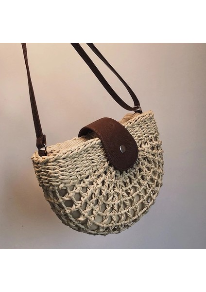 B-Bej Resim Olarak Rahat Yarım Ay Kadın Saman Rattan Omuz Çantaları Hasır Dokuma Bayan Hollow Crossbody Çanta Yaz Plaj Seyahat Küçük Çanta Çanta (Yurt Dışından) fiyatları