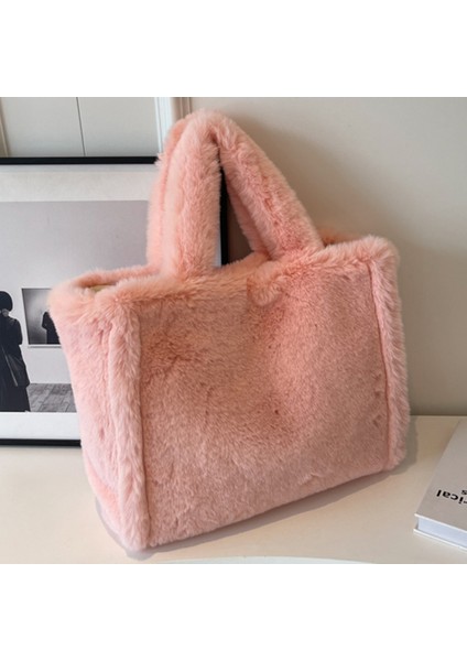 Haki C Kadın Peluş Omuz Çantası Yumuşak Tüylü Tote Çanta Sevimli Kabarık Üst Saplı Çanta Trendy Kadın Büyük Kapasiteli Alışveriş Işe Gidiş Çantası (Yurt Dışından) modelleri