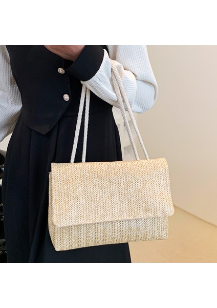 Pembe Hasır Çanta Yaz Plaj Omuz Çantaları Kadınlar Için 2023 Rafya Lüks Tasarımcı Çanta Bayanlar Halat Askı Seyahat Boho Çanta Tatil (Yurt Dışından) modelleri