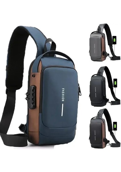 1818 Gri Erkekler Anti Hırsızlık Göğüs Çantası Omuz Çantaları USB Şarj Crossbody Paketi Okul Kısa Seyahat Haberciler Çanta Erkek Oxford Sling Paketi (Yurt Dışından) fiyatları