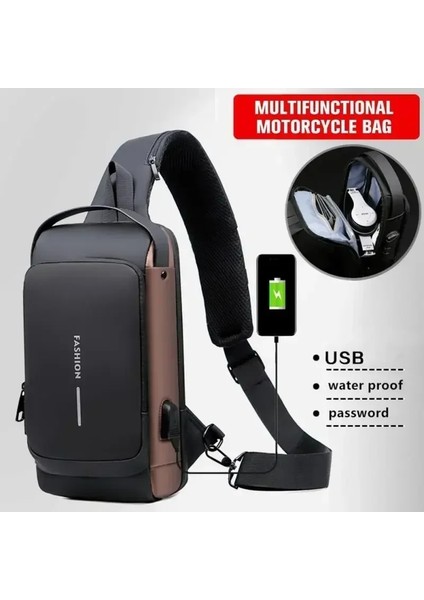 1818 Gri Erkekler Anti Hırsızlık Göğüs Çantası Omuz Çantaları USB Şarj Crossbody Paketi Okul Kısa Seyahat Haberciler Çanta Erkek Oxford Sling Paketi (Yurt Dışından) fırsatları
