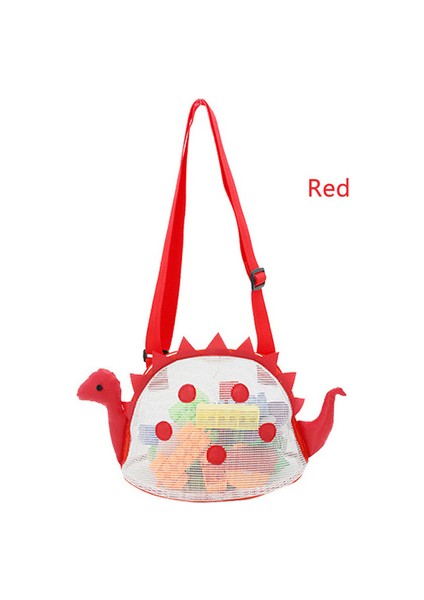 E 28X18 cm Moda Renkli Örgü Plaj Çantası Deniz Çocuklar Için Dinozor Deniz Kabuğu Çanta Plaj Oyuncakları Saklama Çantası Ayarlanabilir Küçük Örgü Çanta Fermuarlı (Yurt Dışından)