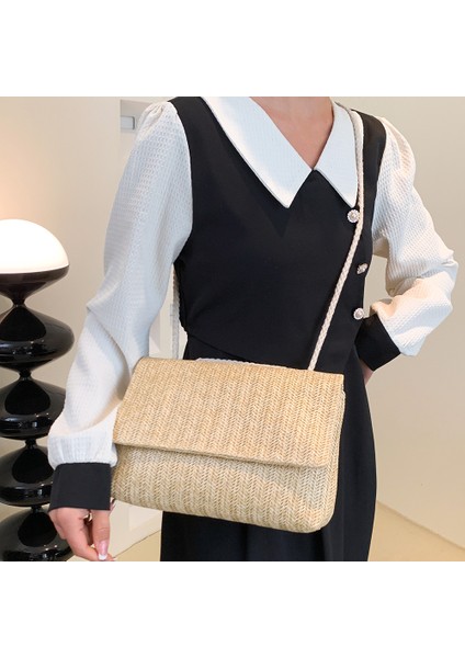 Pembe Hasır Çanta Yaz Plaj Omuz Çantaları Kadınlar Için 2023 Rafya Lüks Tasarımcı Çanta Bayanlar Halat Askı Seyahat Boho Çanta Tatil (Yurt Dışından) fırsatları