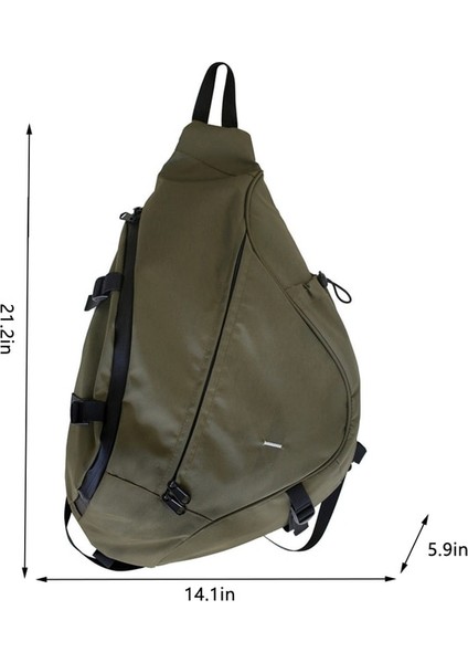 Yeşil Erkek Askılı Çanta Kadın Naylon Su Geçirmez Büyük Kapasiteli Hip-Hoptrave Göğüs Çantası Çift Moda Rahat Tatil Omuz Bolsa (Yurt Dışından)