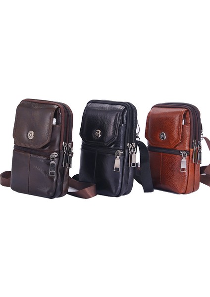 Stil 2 Moda Erkek Messenger Çanta Inek Derisi Deri Çanta Cep Telefonu Omuz Çantası Küçük Seyahat Bel Çantası Çok Cepler Erkek Göğüs Çantası (Yurt Dışından)