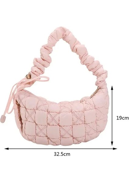 Pembe Kadın Omuz Çantaları Sevimli Pileli Kabarcıklar Bulut Çanta Crossbody Çanta Büyük Kapasiteli Kadın Koltuk Altı Çanta Tote Alışveriş Çantası Çanta (Yurt Dışından)