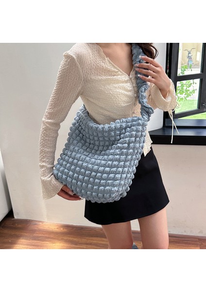 Pembe Kadın Omuz Çantaları Sevimli Pileli Kabarcıklar Bulut Çanta Crossbody Çanta Büyük Kapasiteli Kadın Koltuk Altı Çanta Tote Alışveriş Çantası Çanta (Yurt Dışından) modelleri