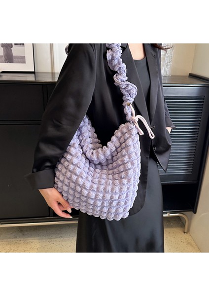 Pembe Kadın Omuz Çantaları Sevimli Pileli Kabarcıklar Bulut Çanta Crossbody Çanta Büyük Kapasiteli Kadın Koltuk Altı Çanta Tote Alışveriş Çantası Çanta (Yurt Dışından) fırsatları