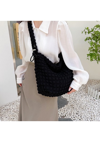 Pembe Kadın Omuz Çantaları Sevimli Pileli Kabarcıklar Bulut Çanta Crossbody Çanta Büyük Kapasiteli Kadın Koltuk Altı Çanta Tote Alışveriş Çantası Çanta (Yurt Dışından) indirimleri