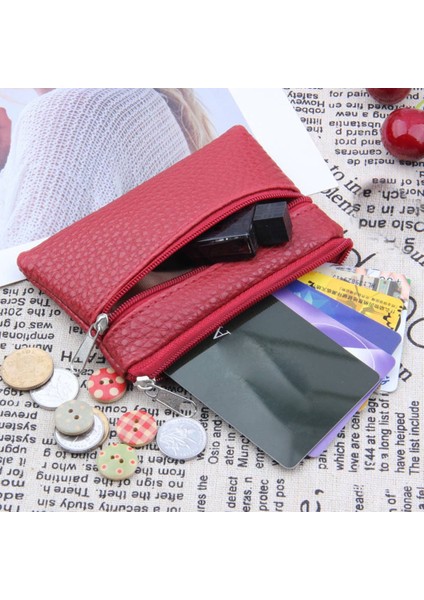 D1 Moda Deri Kadın Bozuk Para Cüzdanı Küçük Cüzdan Değişim Bozuk Para Kesesi Mini Fermuar Para Klip Çanta Çocuk Cep Cüzdan Anahtarlık (Yurt Dışından)
