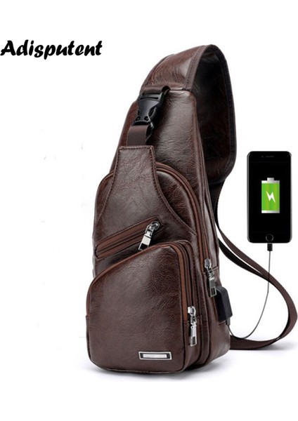 A-Siyah Erkek Göğüs Çantası Kulaklık Delikli USB Şarj Çantaları Çok Fonksiyonlu Sling Çanta Anti Hırsızlık Seyahat Paketi Erkek Iş Omuz Çantaları (Yurt Dışından) fiyatları