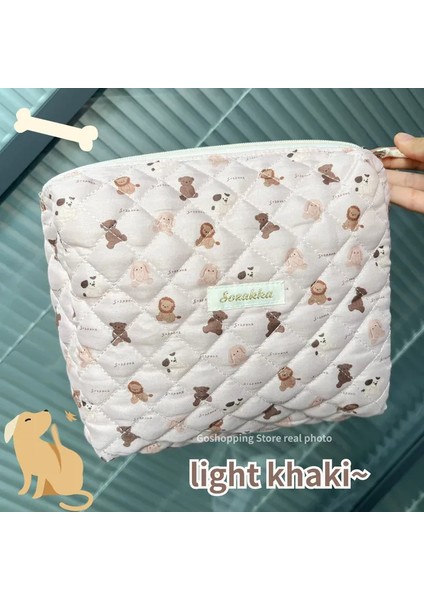 A Zoo Sevimli Pembe Kadın Kozmetik Çantası Makyaj Çantası Kapitone Pamuk Seyahat Saklama Torbaları Taşınabilir Yıkama Çantası Debriyaj Çanta Çanta Anne Çantası (Yurt Dışından)