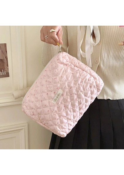 A Zoo Sevimli Pembe Kadın Kozmetik Çantası Makyaj Çantası Kapitone Pamuk Seyahat Saklama Torbaları Taşınabilir Yıkama Çantası Debriyaj Çanta Çanta Anne Çantası (Yurt Dışından) modelleri