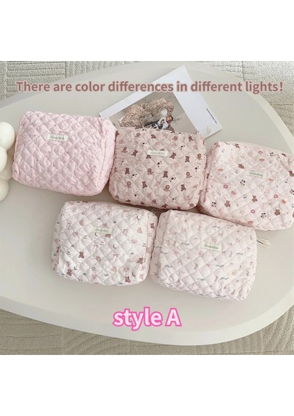 A Zoo Sevimli Pembe Kadın Kozmetik Çantası Makyaj Çantası Kapitone Pamuk Seyahat Saklama Torbaları Taşınabilir Yıkama Çantası Debriyaj Çanta Çanta Anne Çantası (Yurt Dışından) indirimleri