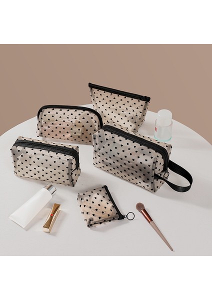 Stylea-Beige-1 Adet 22X8X13CM-1 Adet 2024 Yeni Örgü Kalpler Desen Makyaj Çantası Mini Kozmetik Kılıfı Şeffaf Tuvalet Setleri Taşınabilir Seyahat Ruj Saklama Torbaları (Yurt Dışından) fiyatları