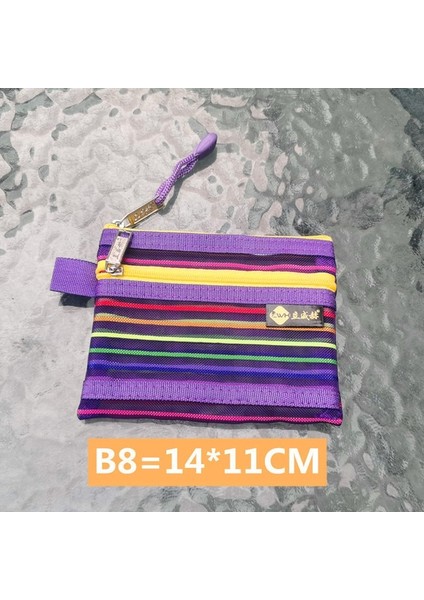 No.8 Naylon Örgü Mini Çift Katmanlı Para Çanta Çanta Para Cüzdan Kılıfı Gökkuşağı Renkli Saklama Çantası Kimlik Bankası Kredi Kartı Tutucu Organizatör (Yurt Dışından)