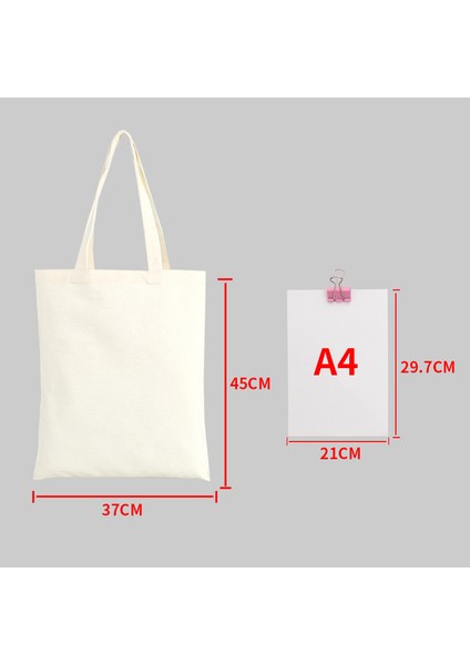 BEJ-37X45CM Büyük Kapasiteli Kanvas Alışveriş Çantaları Diy Katlanır Çevre Dostu Pamuk Bez Çantalar Omuz Çantası Yeniden Kullanılabilir Bakkal Çanta Bej Beyaz (Yurt Dışından)