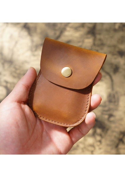 Kahverengi El Yapımı Tasarımcı Erkek Bozuk Para Cüzdanı Inek Derisi Sikke ve Kart Çanta Retro Değişim Çanta Erkek Cüzdan Mini Para Çantası (Yurt Dışından)