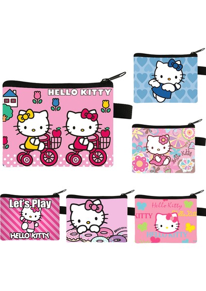 14 Sanrio Hello Kitty Kadın Mini Bozuk Para Cüzdanı Fermuar Kısa Cüzdan Kart Tutucu Kılıf Debriyaj Değişim Çantası Çocuk Cüzdan Değişim Tutucu (Yurt Dışından)