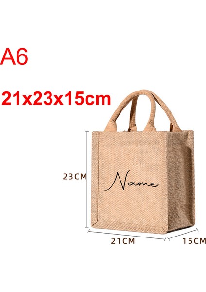 A6-21X23X15CM Adınızı Not Edin Dropshipping Özel Ad Jüt Çanta Çanta Çuval Bezi Alışveriş Tote Butik Iş Logo Baskı Giveaway Düğün Parti Hediye Çanta (Yurt Dışından)