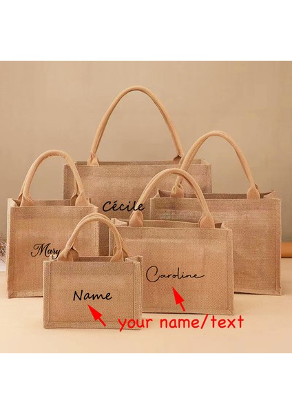 A6-21X23X15CM Adınızı Not Edin Dropshipping Özel Ad Jüt Çanta Çanta Çuval Bezi Alışveriş Tote Butik Iş Logo Baskı Giveaway Düğün Parti Hediye Çanta (Yurt Dışından)
