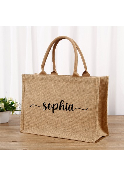 A6-21X23X15CM Adınızı Not Edin Dropshipping Özel Ad Jüt Çanta Çanta Çuval Bezi Alışveriş Tote Butik Iş Logo Baskı Giveaway Düğün Parti Hediye Çanta (Yurt Dışından)